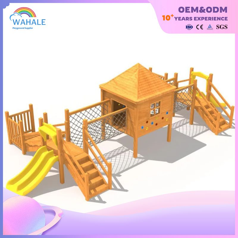 Children Customized Outdoor Wooden Slide Amusement Park Playground Equipment Wholesale