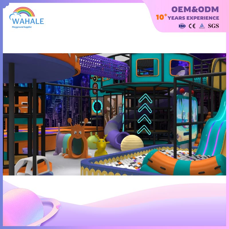 Neon Color Custom Children's Games City Theme Indoor Playground Equipment Manufacturer