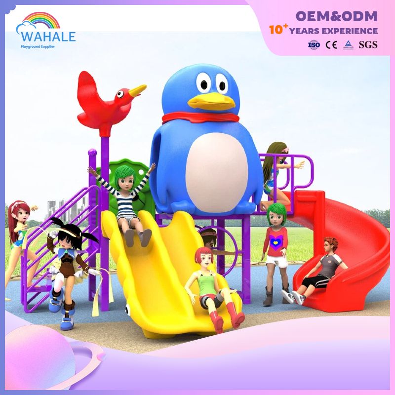 Outdoor Children's Blue Penguin Slide Park Children's Indoor And Outdoor Customized Playground Equipment Wholesale