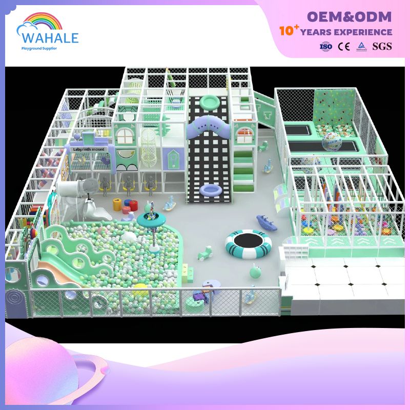 Mint Green Indoor Children's Playground Amusement Equipment Adventure Park