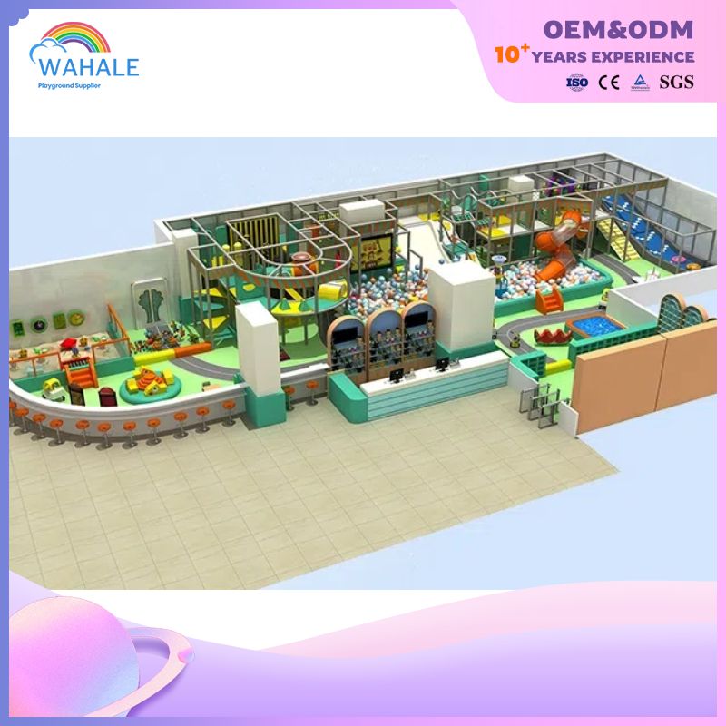 Green Color Amusement Park Theme Customized Indoor Soft Installation Playground Equipment