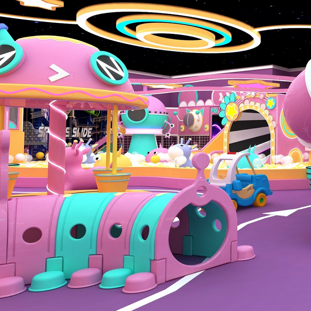 The Children's Playground Includes A Large Lighted Slide/projection Interactive Game/ocean Ball/soft Pack Modeling/maze