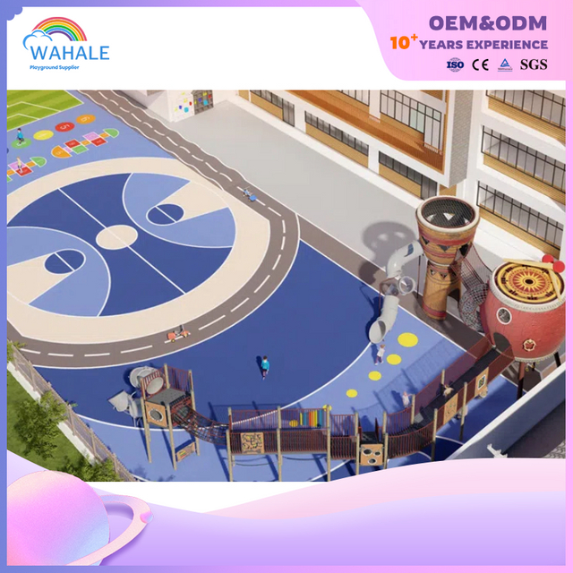 Early Education Center Outdoor Wooden Drum Shape Children's Playground Equipment Fabricant