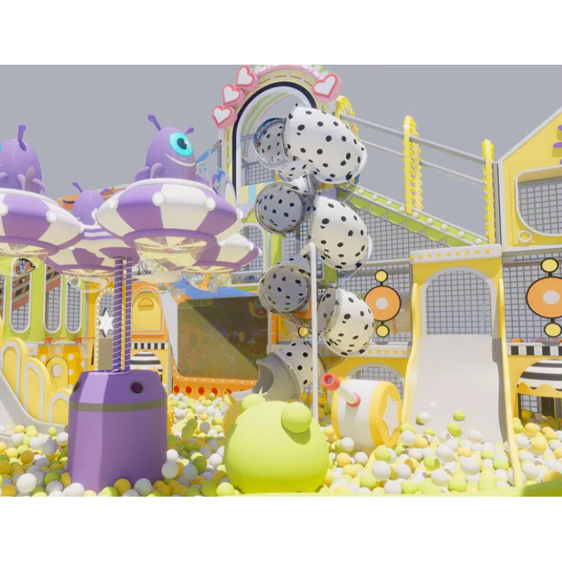Black and white polka dot spiral pipe slide