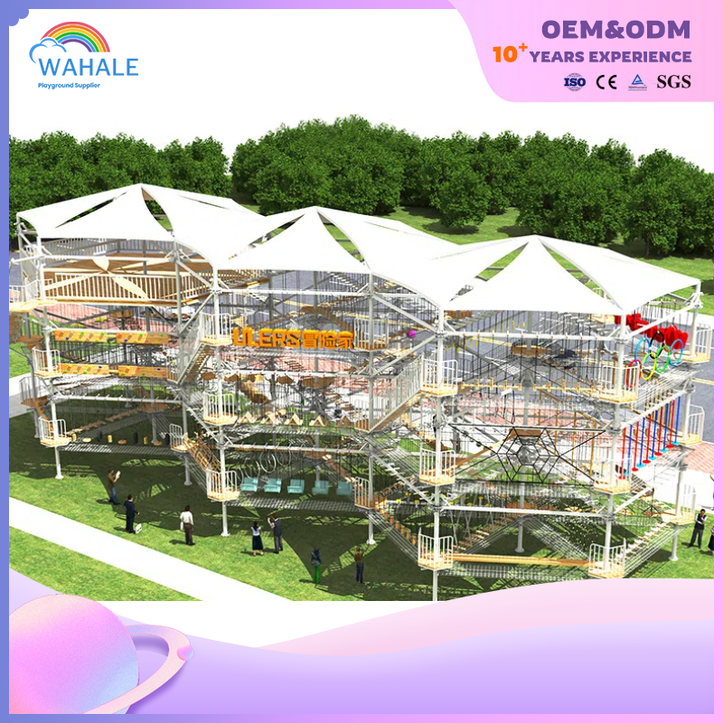 Scenic Area Outdoor Hexagonal Wooden Children's Warrior Adventure Playground Equipment Wholesale