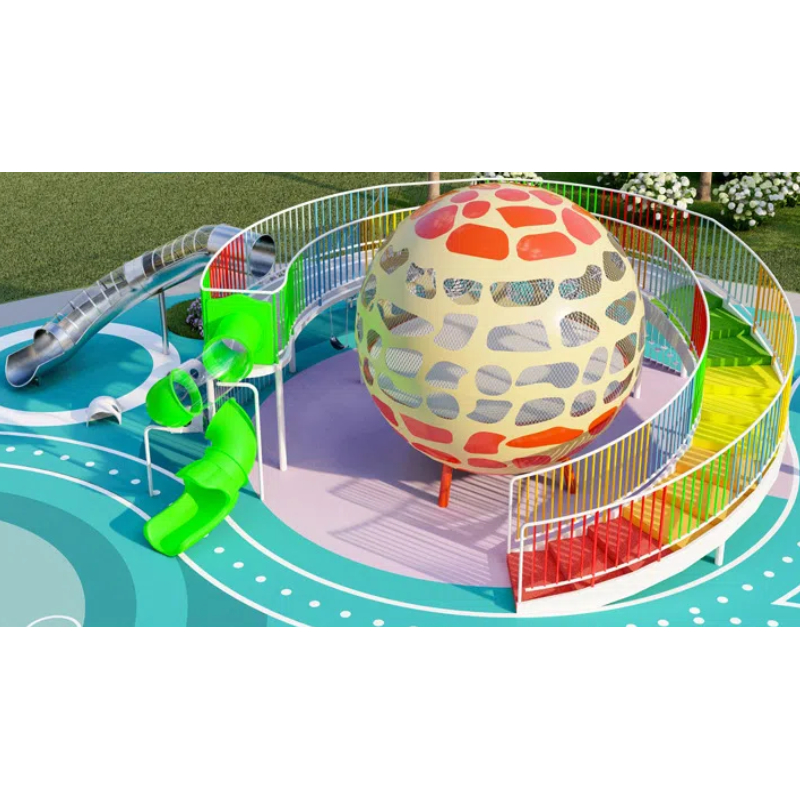 Green transparent gradient spiral pipe slide