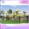 Customized residential outdoor wooden house shape children's slide playground equipment