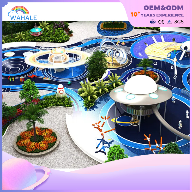 Scenic Spot Outdoor Silver Flying Saucer Shape Space Theme Customized Sports Playground Equipment Supplier