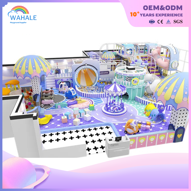 Kindergarten Indoor Blue Purple Fantasy Candy Theme Custom Soft Decoration Playground Equipment Dealer