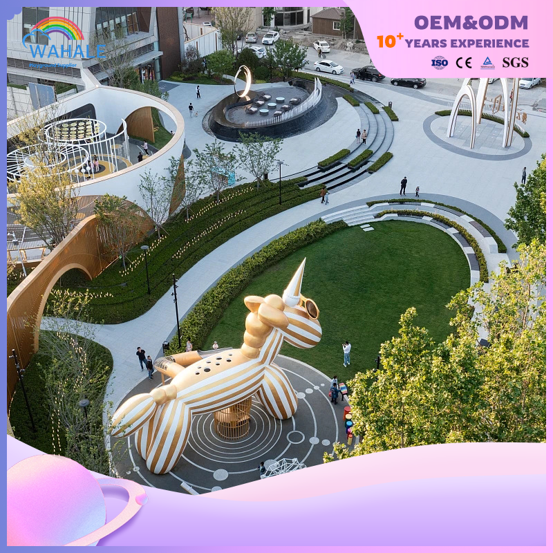 Park Outdoor Yellow Unicorn Shape Custom Children's Playground Equipment Wholesale