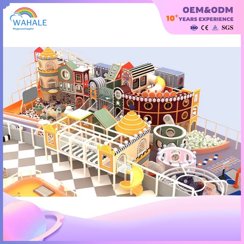 Customized Children's Soft Furnishings in The Shape of A Colorful Castle inside The Shopping Mall And A Challenge Playground