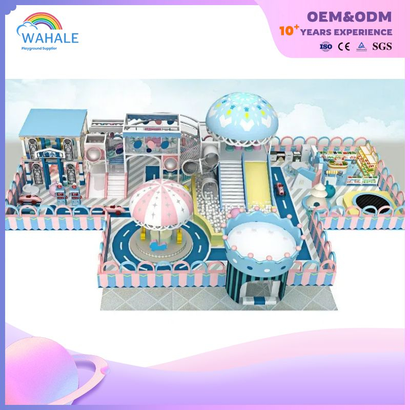 A 200-square-meter Indoor Blue Castle-themed Customized Maze Playground Equipment for A Kindergarten