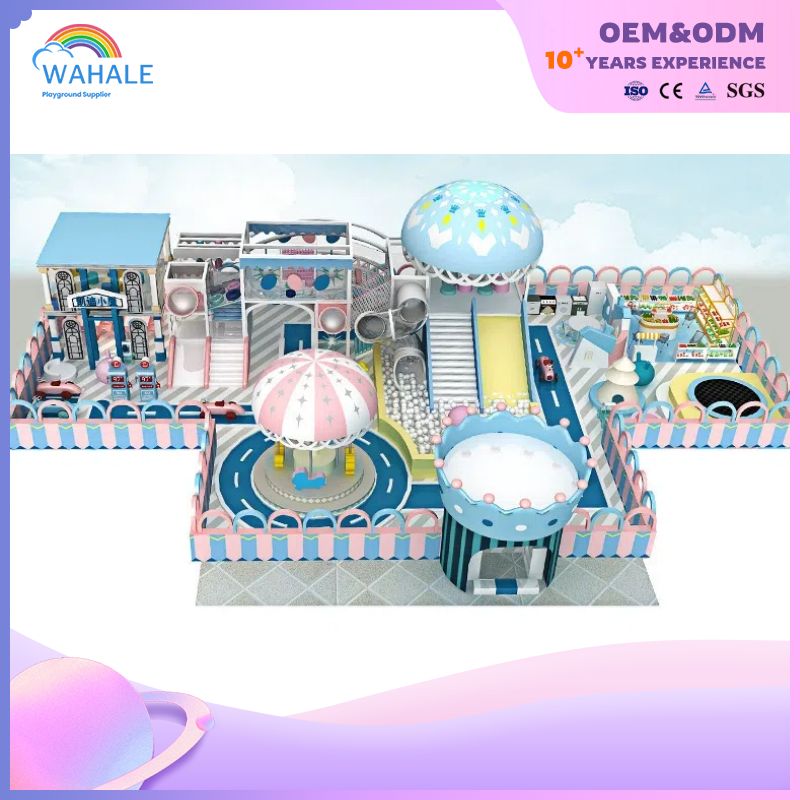 A 200-square-meter Indoor Blue Castle-themed Customized Maze Playground Equipment for A Kindergarten