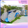 Community Outdoor Blue Bullet Car Shape Customized Wooden Children's Slide Playground Equipment