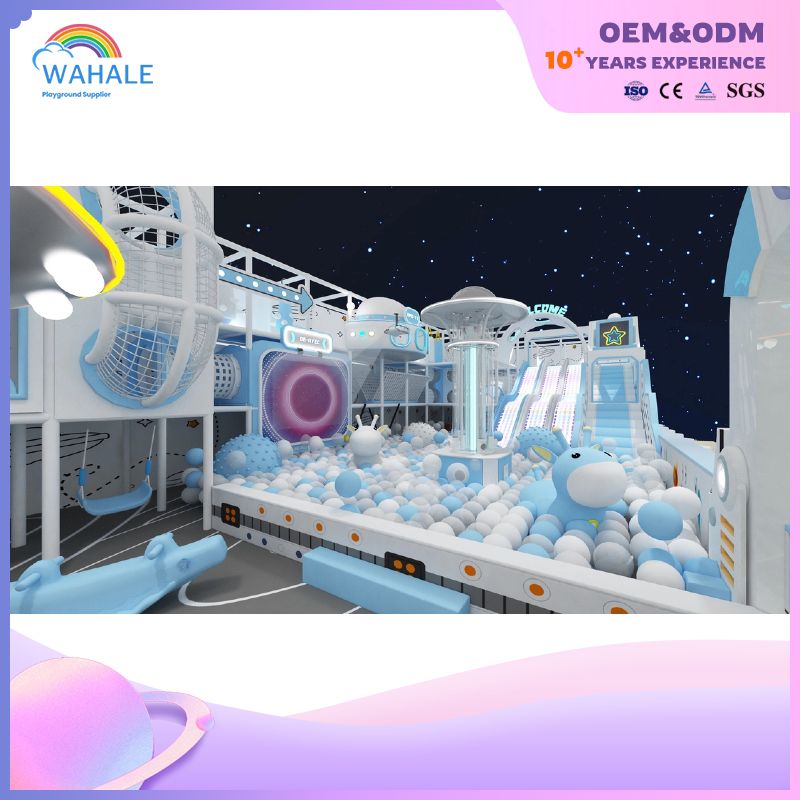 Blue And White Spaceship-themed Children's Playground Custom Indoor Amusement Park Equipment