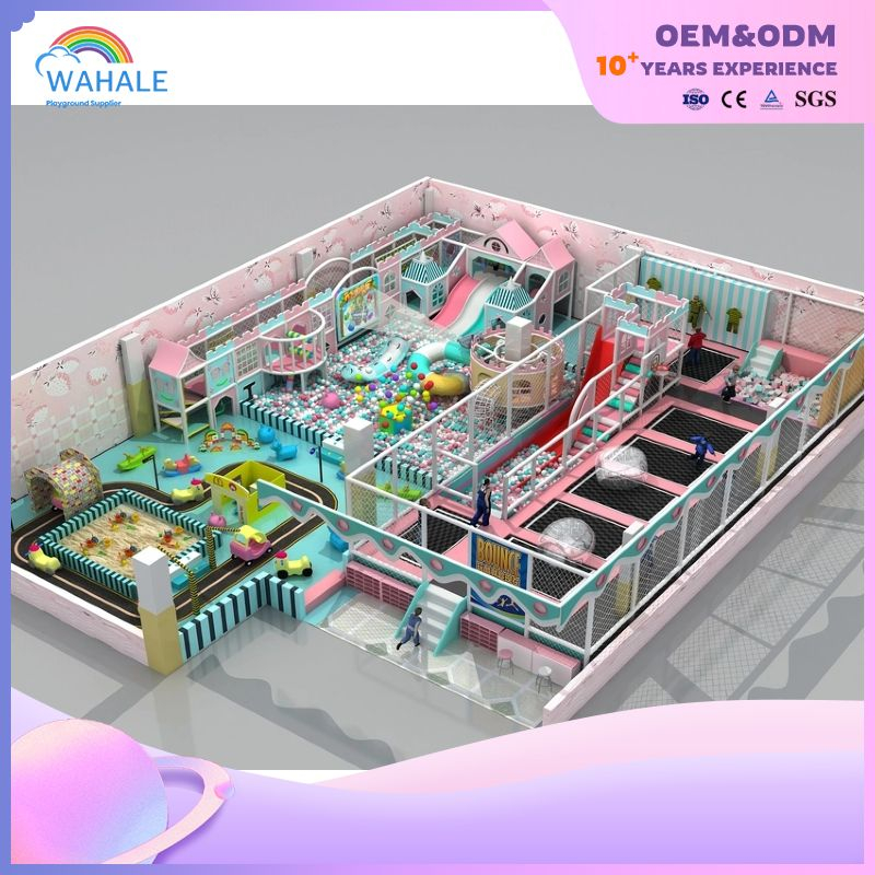 Blue Pink Children's Indoor Custom Amusement Park Commercial Indoor Children's Trampoline Park Equipment Wholesale