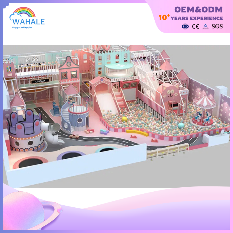 Shopping Mall Interior Pink Castle Shape Custom Children's Playground Equipment Suppliers