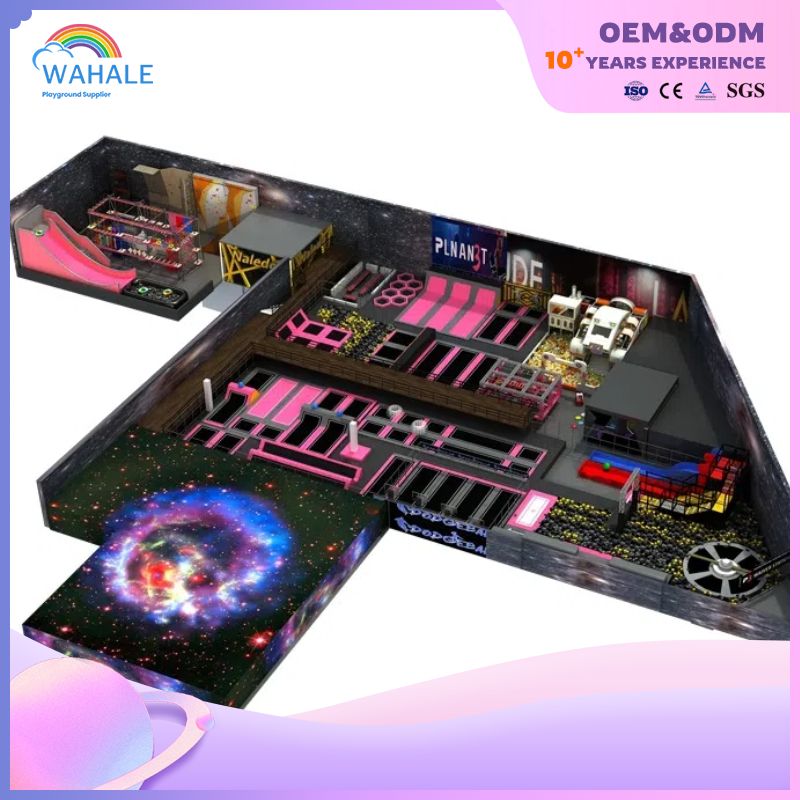 Color Custom Soft Children's Parkour Trampoline Park Interplanetary Theme Physical Training Playground Equipment