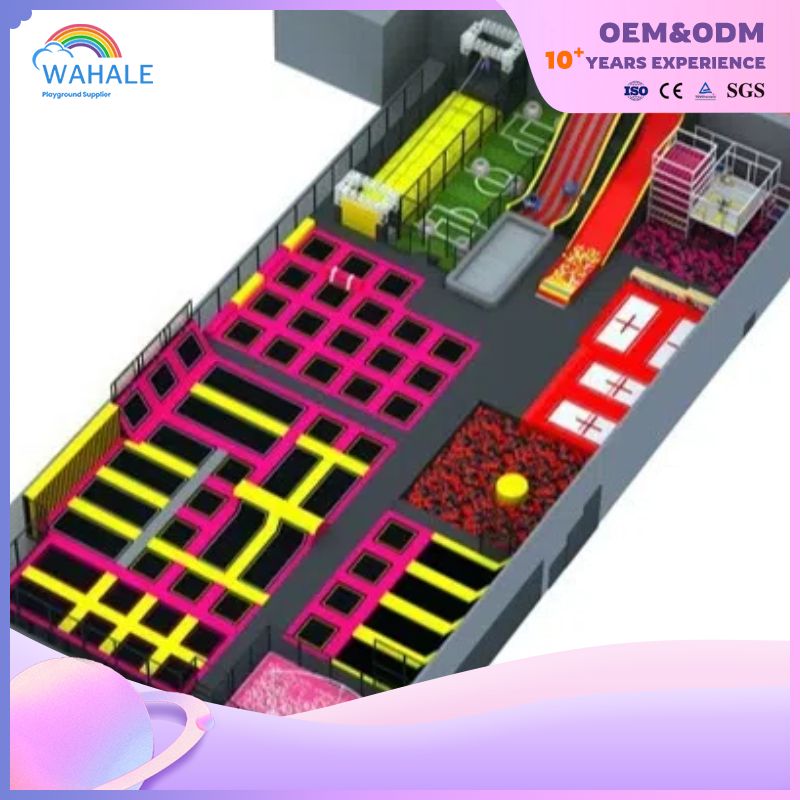 Custom Scenic Spot Indoor Children's Parkour Trampoline Park Soft Pink Physical Training Playground Equipment