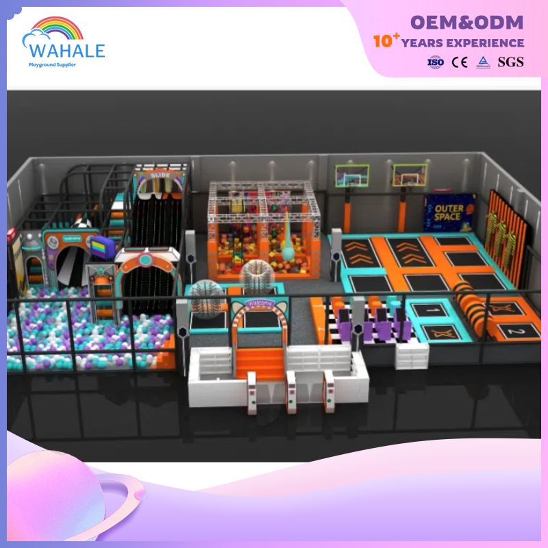Custom Shopping Mall Indoor Macaron Color Children's Trampoline Park Equipment Factory