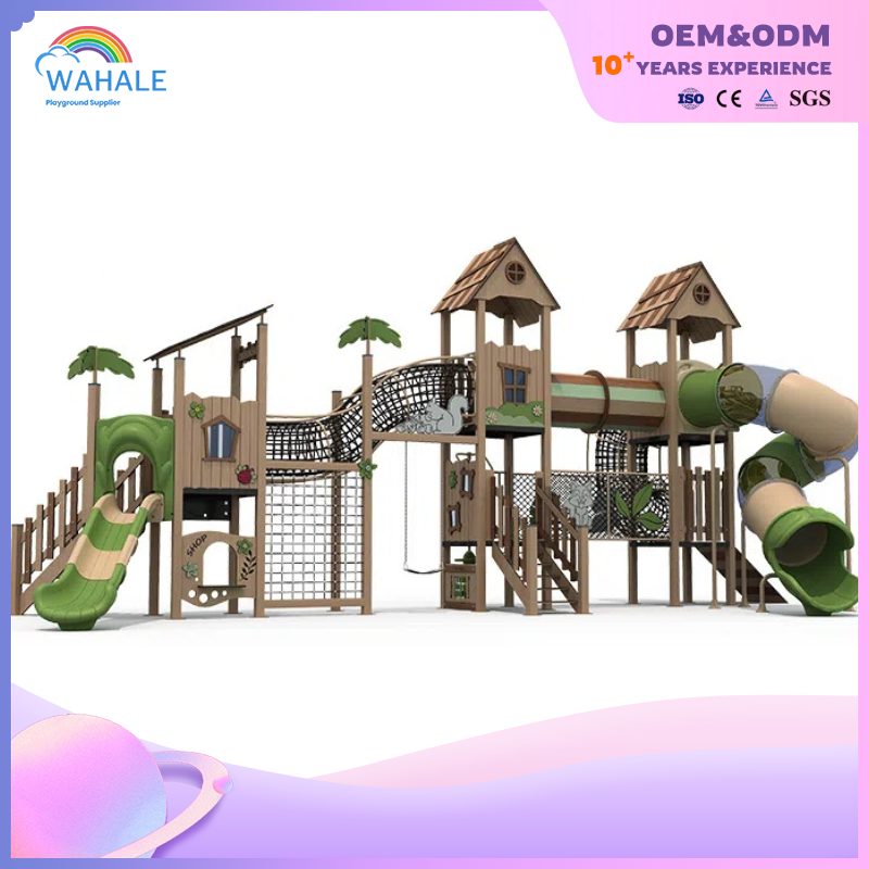Kindergarten outdoor forest theme customized children's slide park playground equipment supplier
