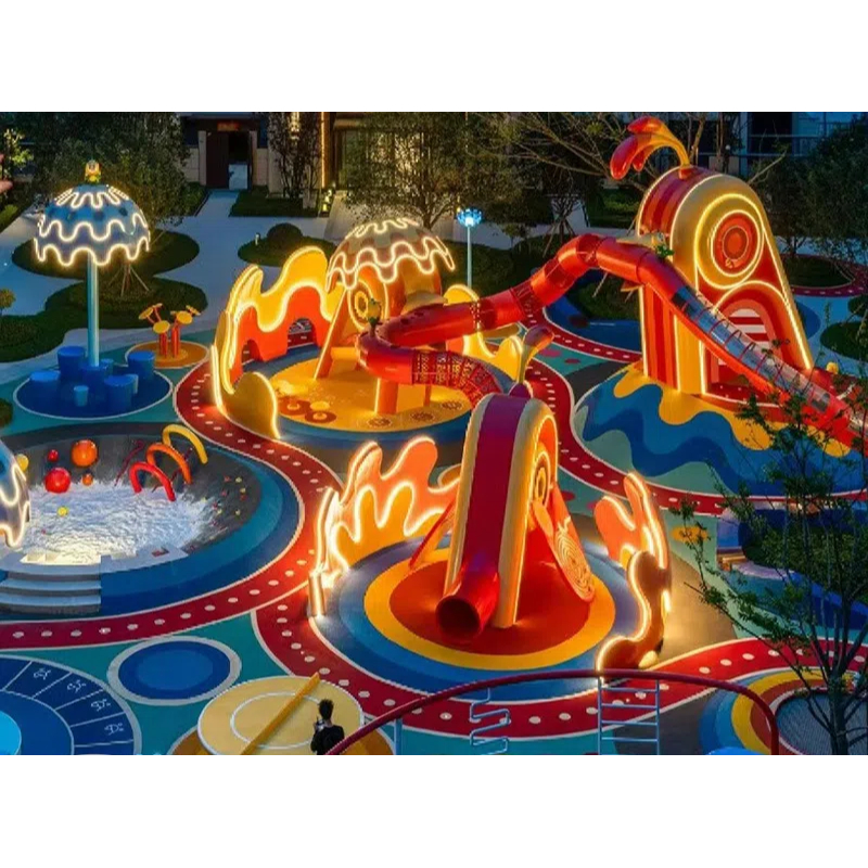 Spiral yellow woven climbing net tunnel