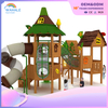 Community Outdoor Wooden House Modeling Custom Children's Slide Playground Equipment Wholesale