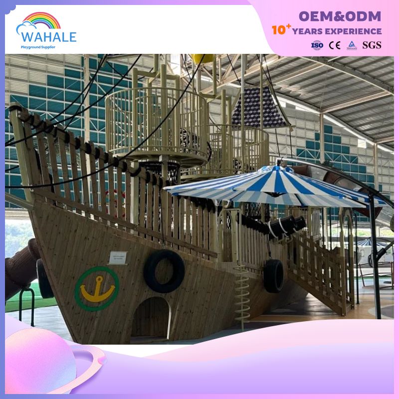 Park Outdoor Wooden Sailboat Modeling Custom Children's Playground Equipment Dealer