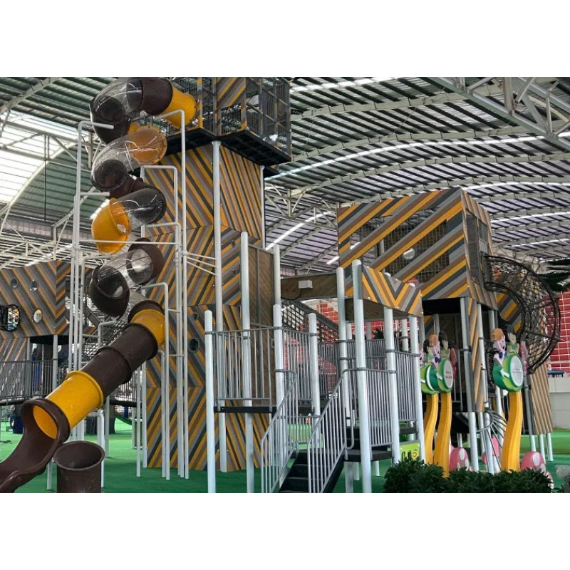 High-rise transparent spiral tube slide