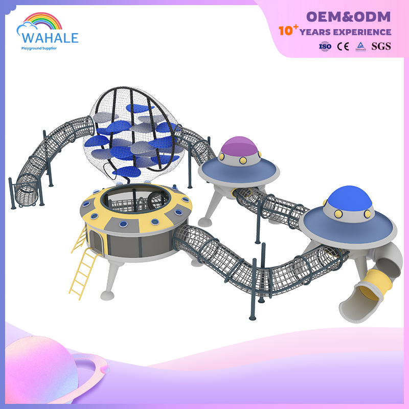 Color Park Outdoor Cartoon Flying Saucer Shape Custom Children's Playground Equipment