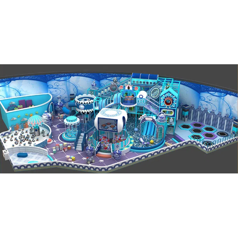 Blue and purple trampoline