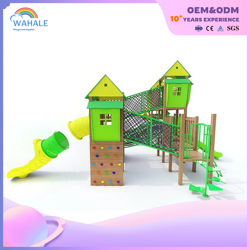 Park Outdoor Green House Theme Custom Two-story Wooden Maze Playground Equipment Dealer