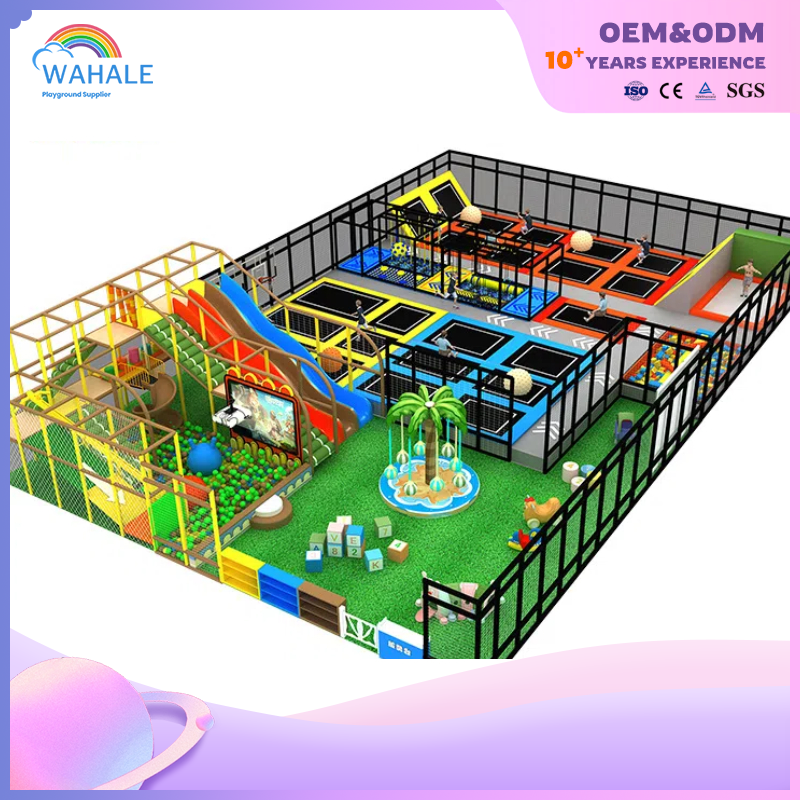 Mall Indoor Green Children's Soft Trampoline Park Customized Children's Slide Park Facilities Dealer