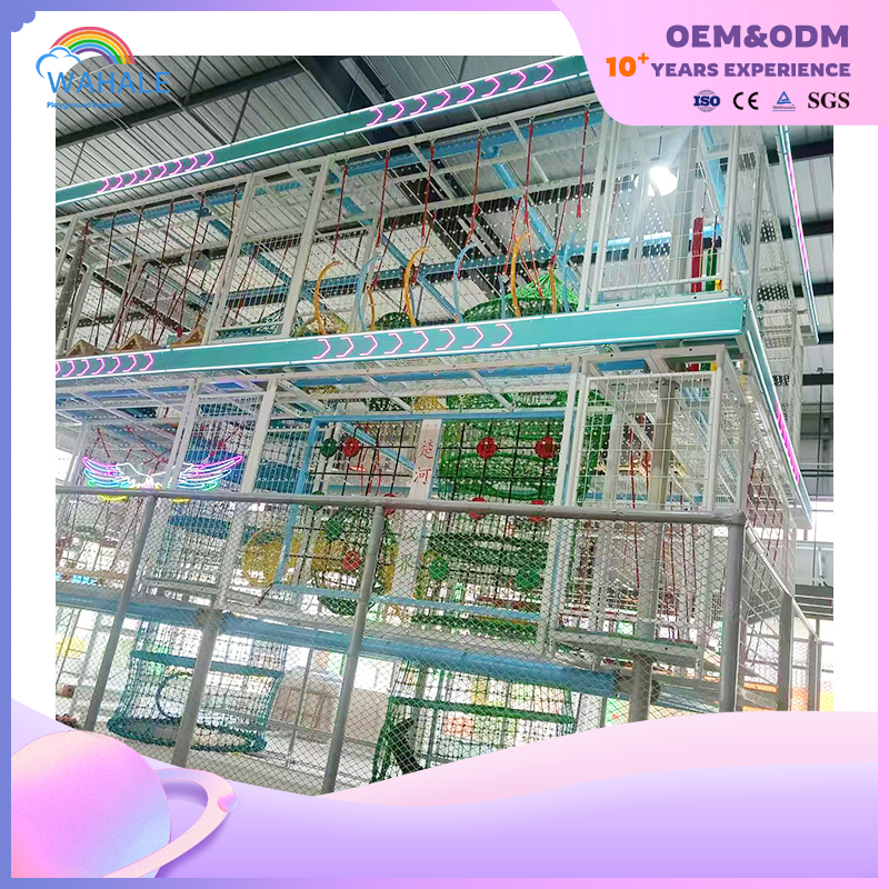 Indoor Children's Warriors Expand The Climb Through The Pass Through Playground Equipment