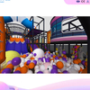Popular Custom Tech-Sports Indoor Playground | 3-Lane Slide & Trampoline Zone | Orange-Purple Theme | Commercial Use