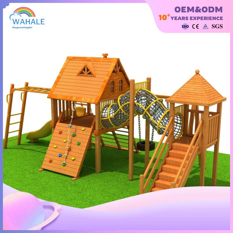 Children Customized Outdoor Wooden Slide Amusement Park Playground Equipment Wholesale