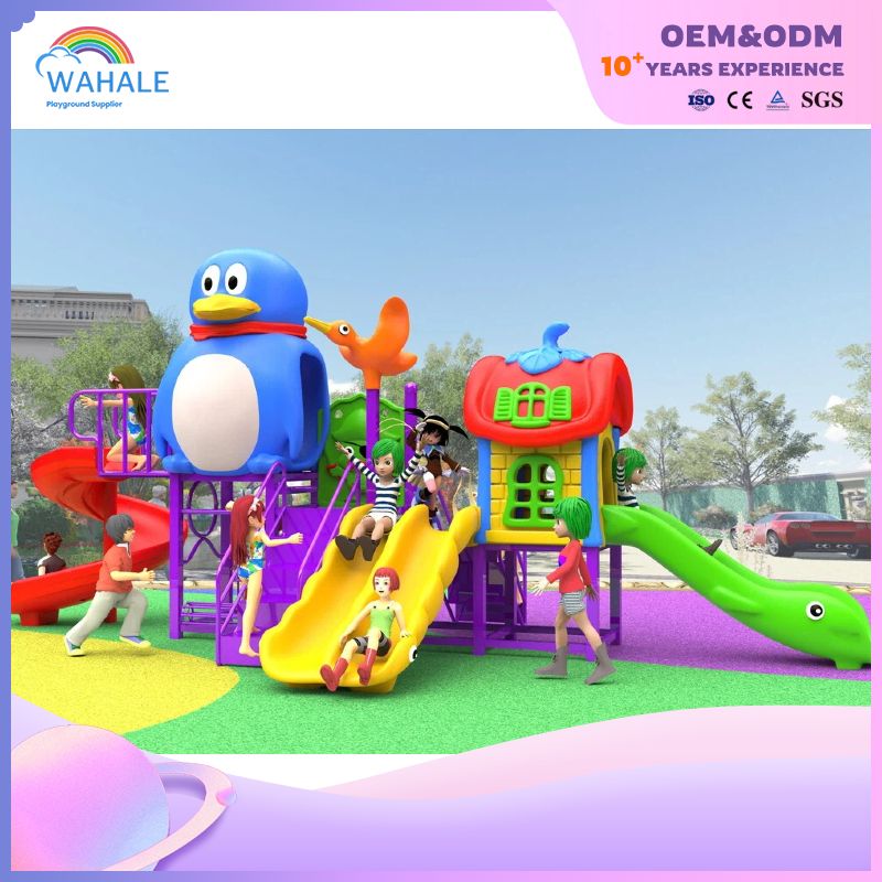 Outdoor Children's Blue Penguin Slide Park Children's Indoor And Outdoor Customized Playground Equipment Wholesale
