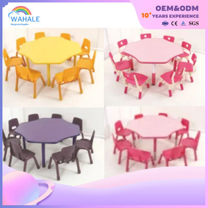 Macaron Color Indoor Special-shaped Multi-person Children's Table And Chair Equipment Customization