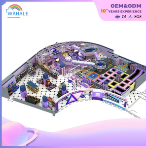 Purple Children Custom Video Game Theme Indoor Trampoline Parkour Playground Equipment
