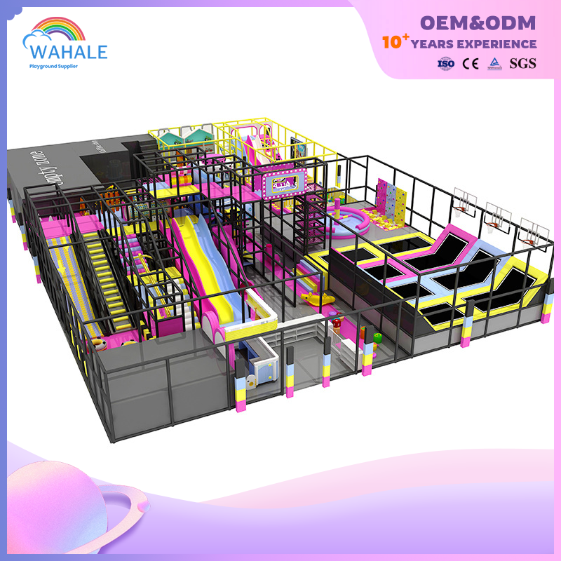 Sales Center Indoor Children's Pink Trampoline Jumping Slide Playground Equipment Dealer