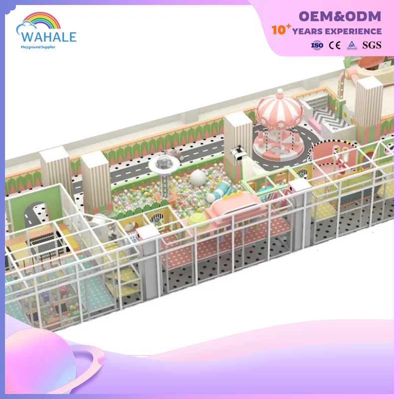 Early Education Center Outdoor Pink Green Theme Custom Castle Shape Playground Equipment Supplier