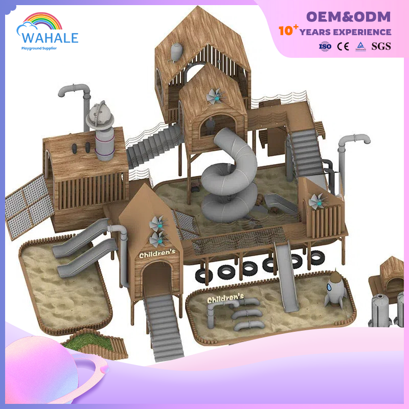 Scenic Spot Outdoor Wooden House Modeling Custom Children's Sand Pond Playground Equipment Supplier