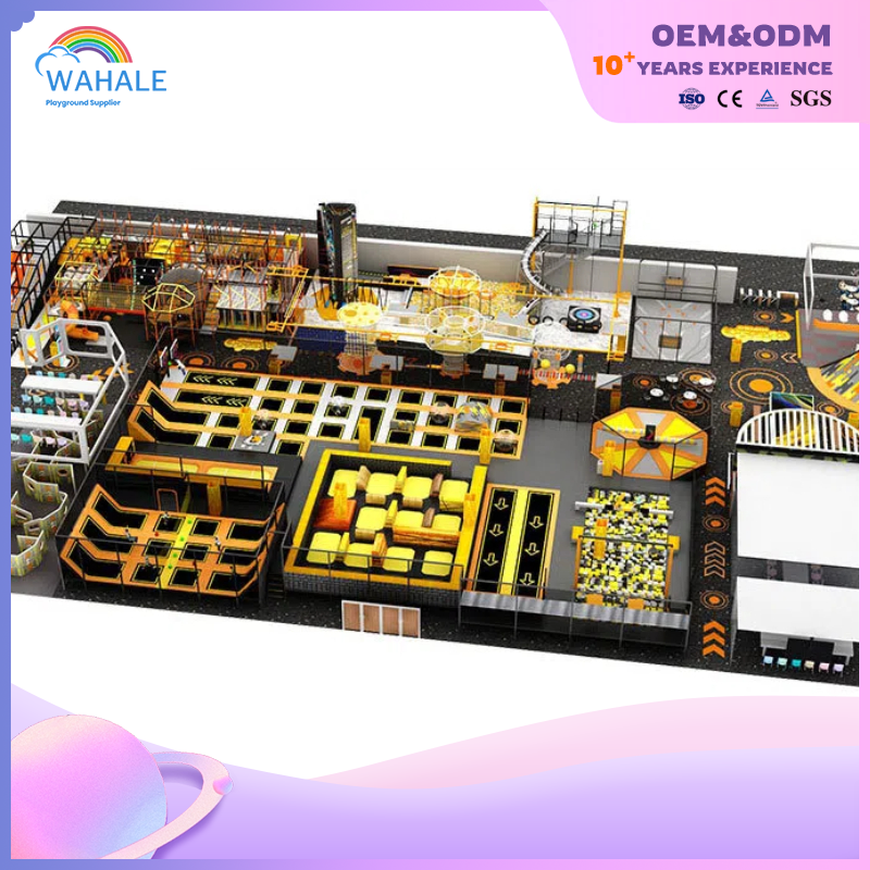 Mall Indoor Yellow Robot Theme Customized Children's Physical Training Trampoline Parkour Playground Equipment