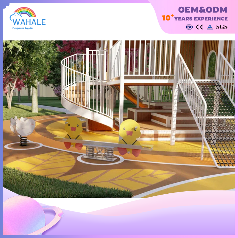 Scenic Area Outdoor Yellow Wooden House Shape Playground Customized Children's Physical Training Park