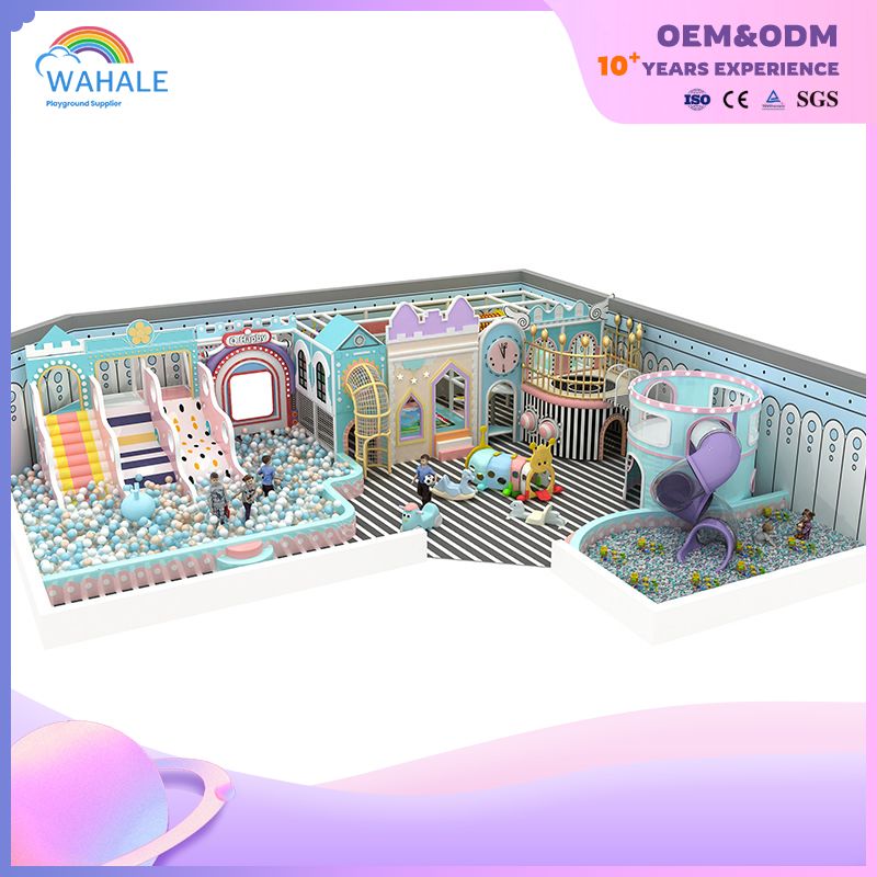 Kindergarten Indoor Blue Castle Theme Customized Children Soft Installation Indoor Playground Equipment Dealer