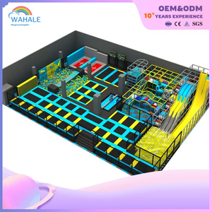 Yellow-green Customized Children's Parkour Playground Soft Indoor Warrior Trampoline Park Equipment Supplier