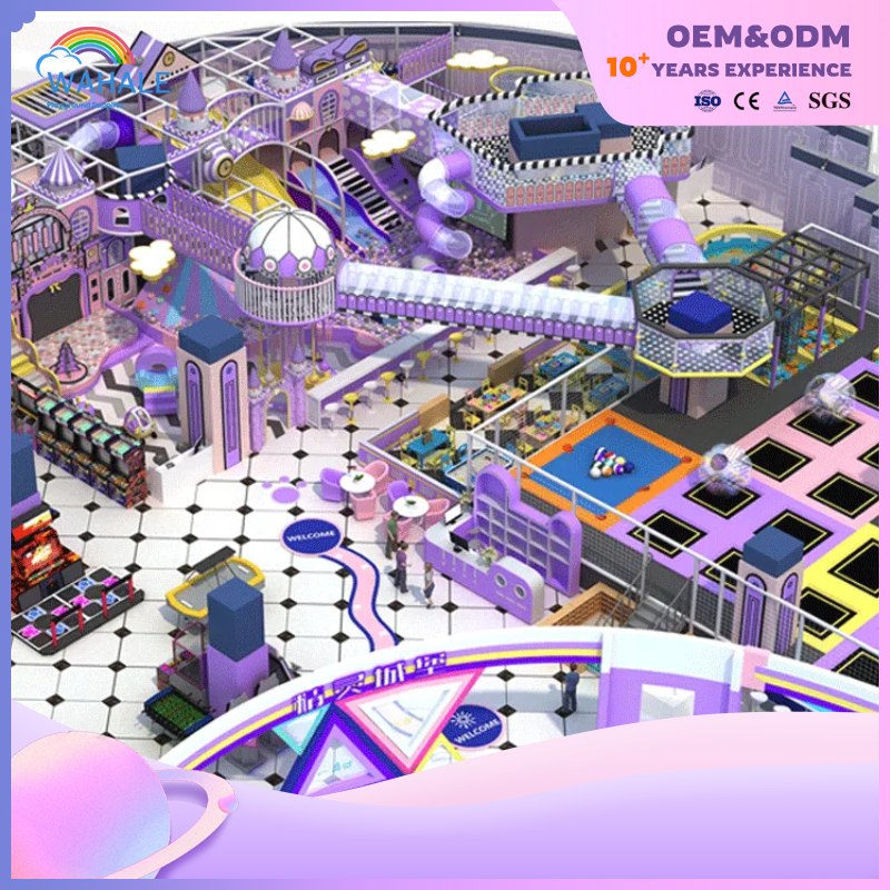 New Purple Luxury Children's Soft Sports Playground Indoor Parkour Parent-child Interactive Trampoline Park Equipment