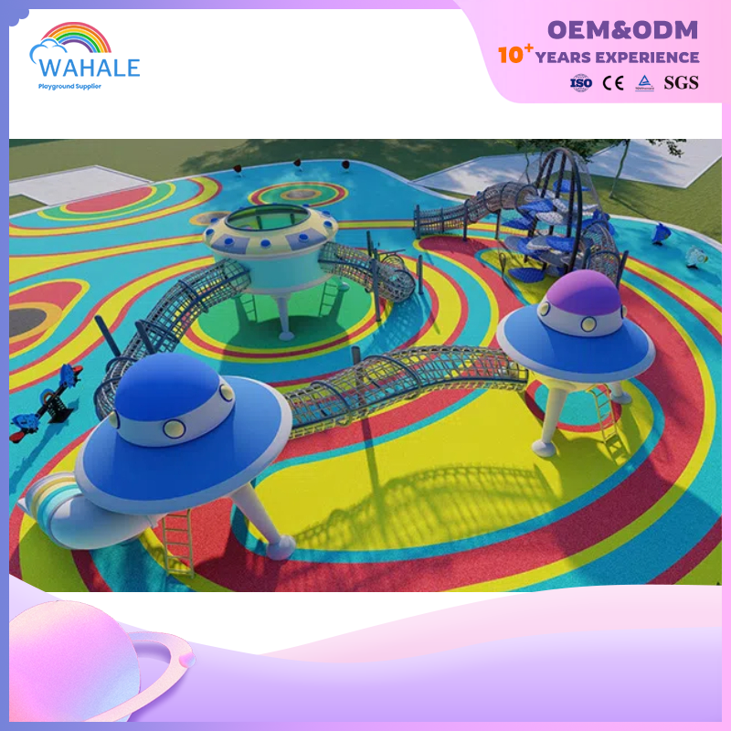 Color Park Outdoor Cartoon Flying Saucer Shape Custom Children's Playground Equipment