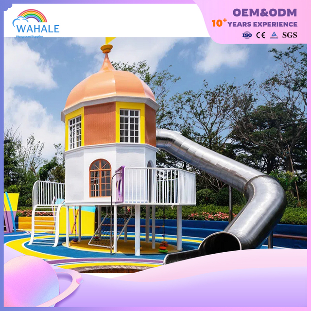 Park Outdoor Cartoon Tower Tower Custom Children's Slide Playground Équipement de terrain