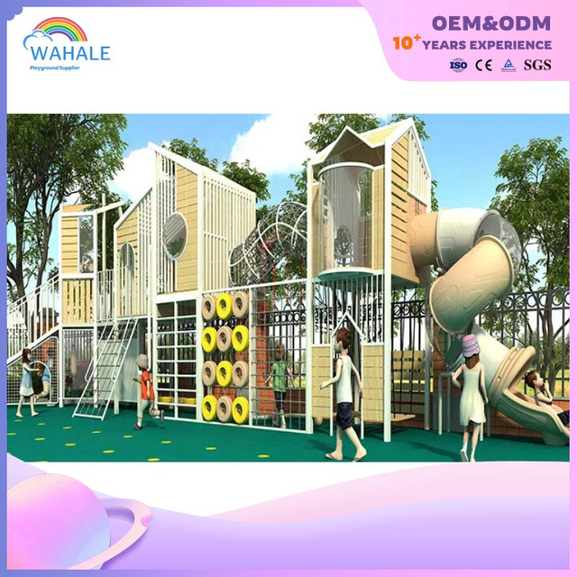 Community Outdoor Helicopter Theme Custom Children's Wooden Playground Equipment Factory